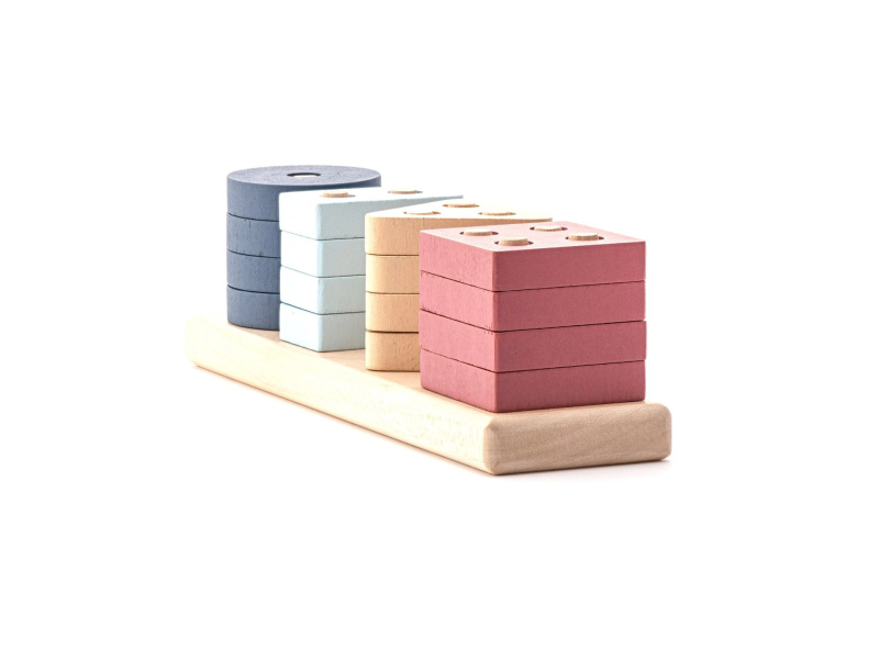 Cubika Pastel třídění tvarů V – dřevěná skládačka 17 dílů