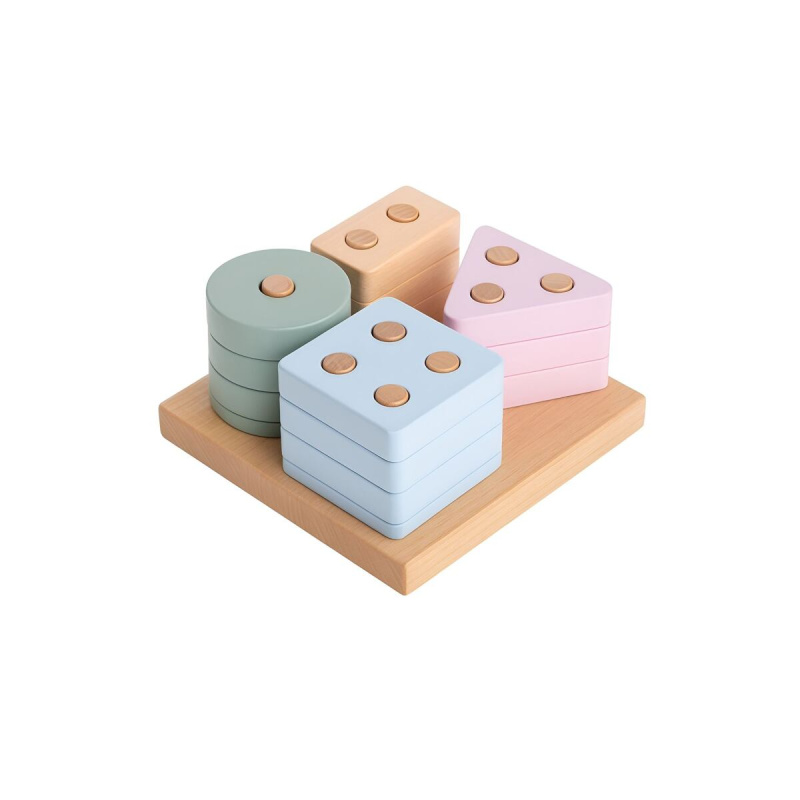 CUBIKA Pastel třídění tvarů IV – dřevěná skládačka 17 dílů