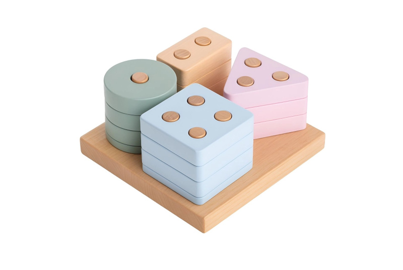 CUBIKA Pastel třídění tvarů IV – dřevěná skládačka 17 dílů