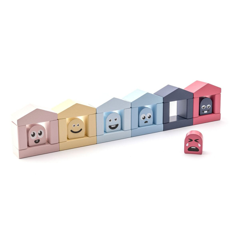Cubika Pastel barevné domečky – dřevěná stavebnice 30 dílů