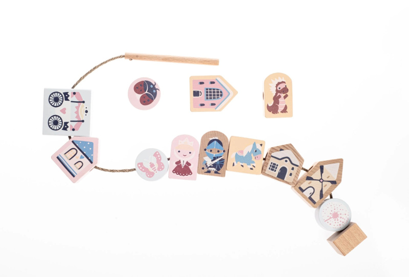Cubika Pastel navlékací pohádka – dřevěný navlékací set