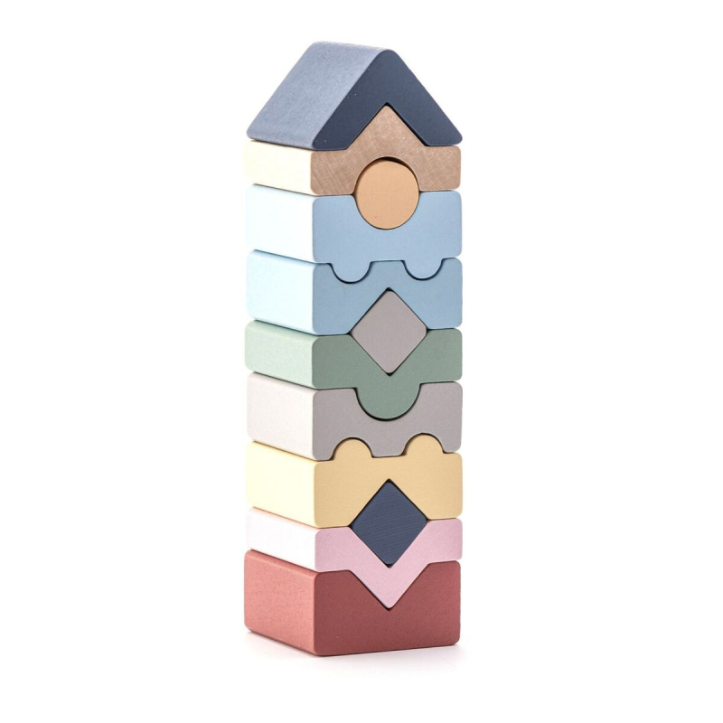 Cubika pastelová věž XI – dřevěná skládačka 12 dílů