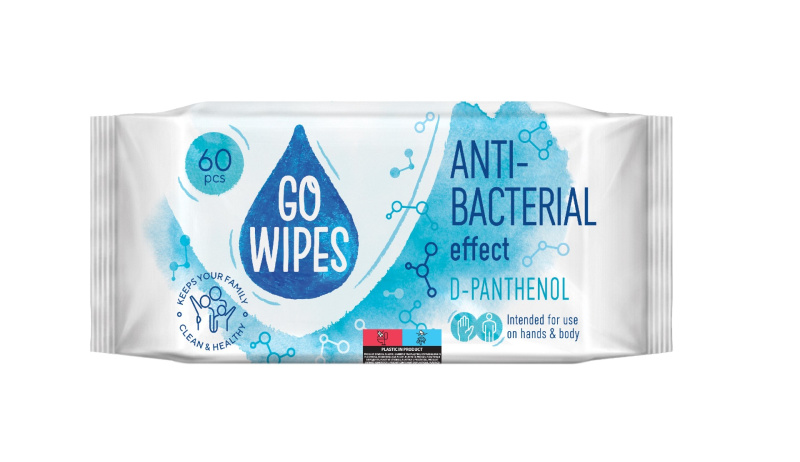 GoWipes Anti-Bacterial Effect D-Panthenol vlhčené čisticí ubrousky na ruce a tělo 60 ks