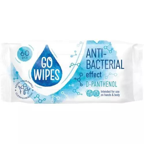 GoWipes Anti-Bacterial Effect D-Panthenol vlhčené čisticí ubrousky na ruce a tělo 60 ks