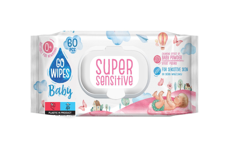 GoWipes Super Sensitive vlhčené čisticí ubrousky pro děti pro citlivou pokožku 0+ 60 ks