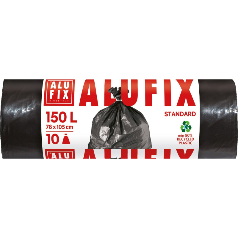 Alufix Pytle na odpadky černé silné, 150 l, 78×105 cm