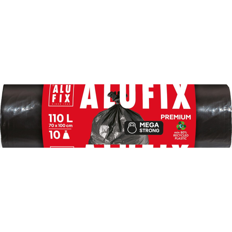 Alufix Pytle na odpadky černé extra pevné, 110 l, 70×100 cm