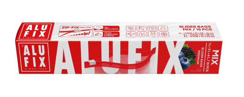 Alufix Sáčky do mrazničky se zipem, mix velikostí