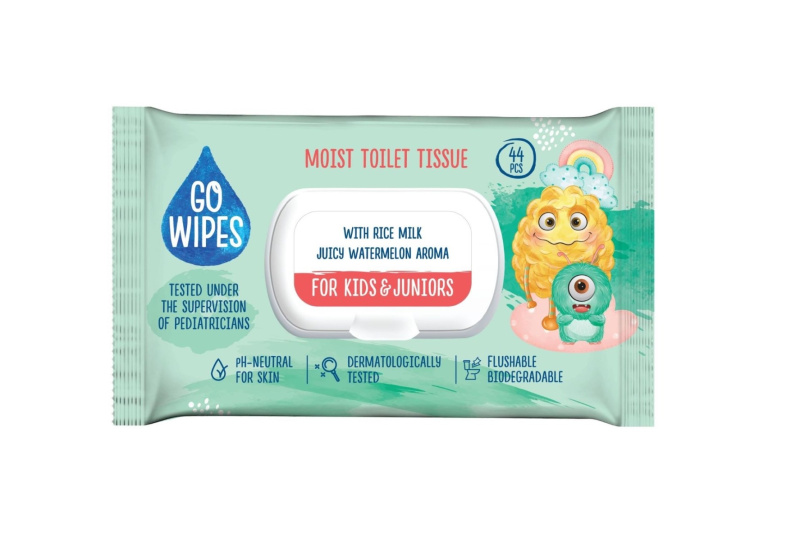 GoWipes For Kids & Juniors vlhčený toaletní papír pro citlivou pokožku pro děti 44 ks