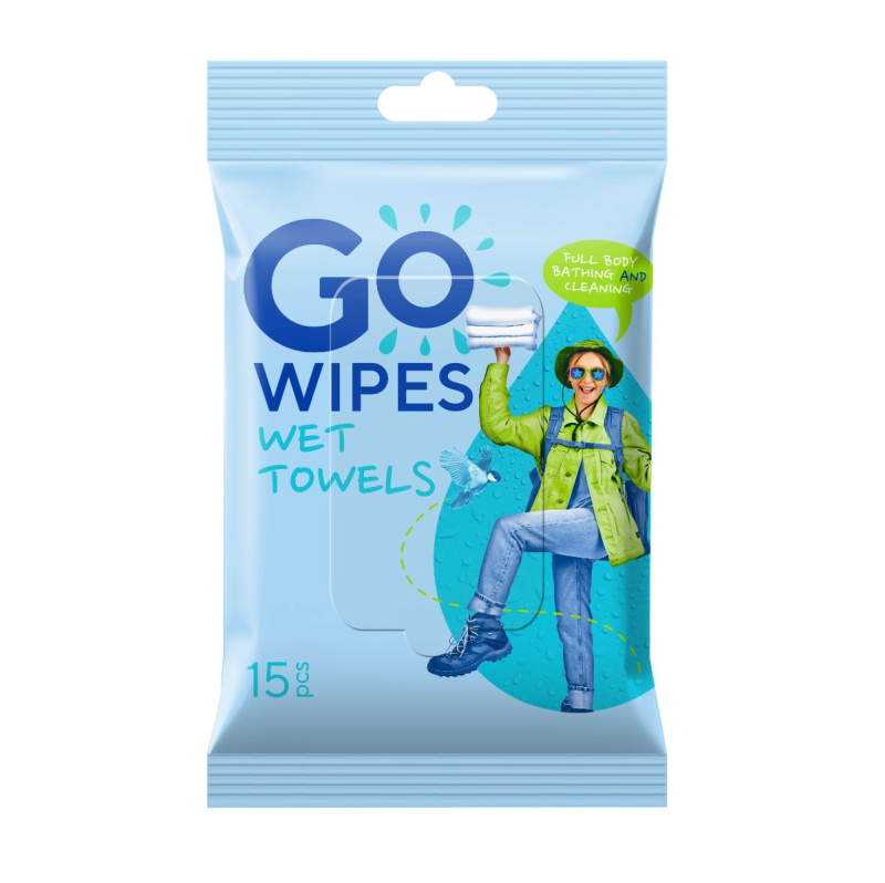 GoWipes Wet Towels osvěžující vlhčené ubrousky 15 ks