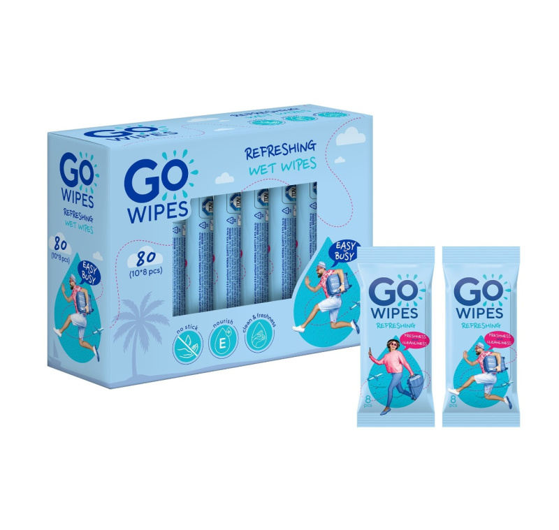 GoWipes Refreshing Wet Wipes osvěžující vlhčené ubrousky 10x8 ks