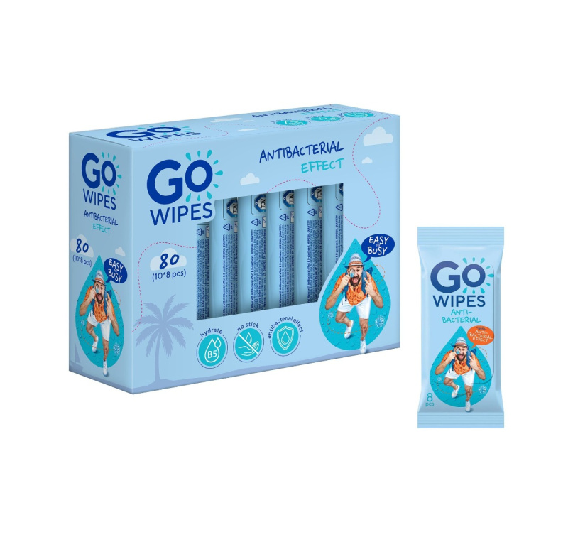 GoWipes Anti-Bacterial Effect osvěžující vlhčené ubrousky 10x8 ks