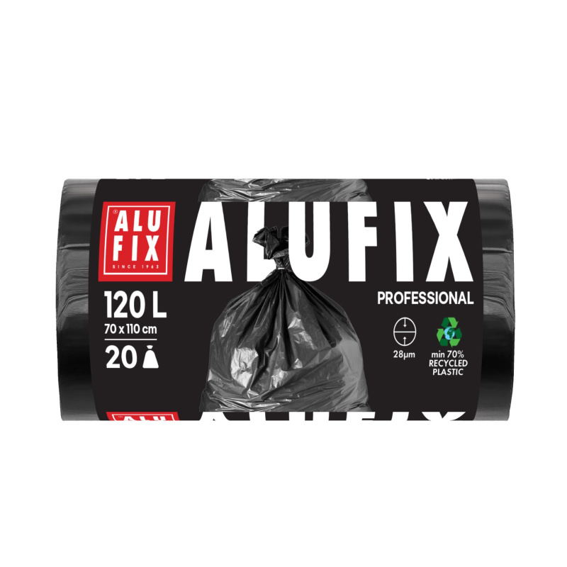 Pytle na odpad Alufix - 120 l, 20 ks, 28 µm, LDPE, 70 × 110 cm, černé