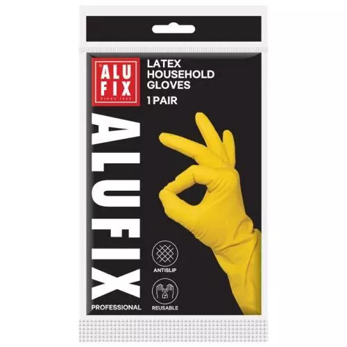 Latexové rukavice Alufix - žluté, vel. M, 1 pár