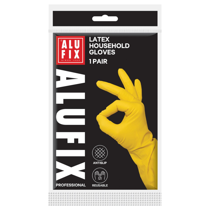Latexové rukavice Alufix - žluté, vel. M, 1 pár