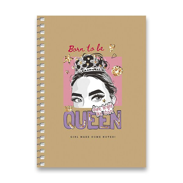 Kroužkový blok Shkolyaryk Girl - A6, čistý, 80 listů, mix motivů