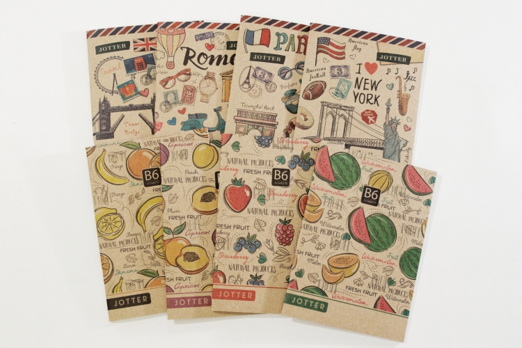Designový sešit Fresh Craft, formát B6, 32listů, čtvereček - mix motivů
