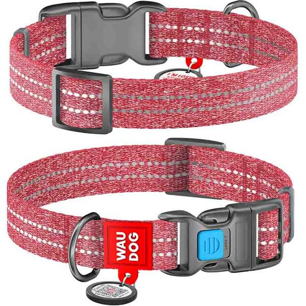 Obojek bavlna 25mm x 33-49cm WAUDOG červený