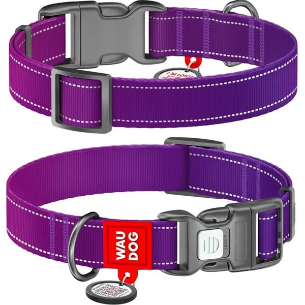 Obojek nylon WAUDOG Mono 1,5x25-35cm fialový