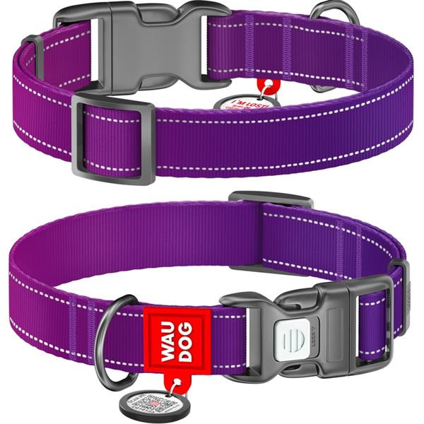 Obojek nylon WAUDOG Mono 1,5x25-35cm fialový