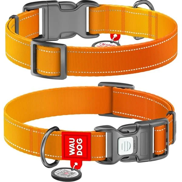 Obojek nylon WAUDOG Mono 2,5x37-58cm oranžový