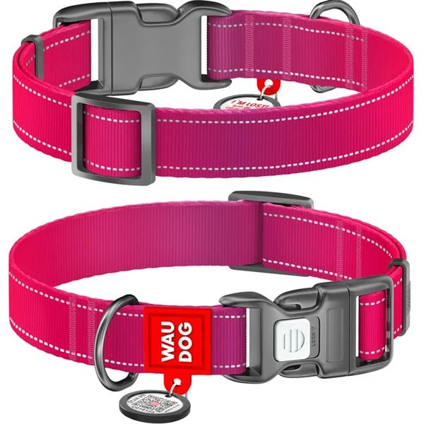 Obojek nylon WAUDOG Mono 1,5x25-35cm růžový