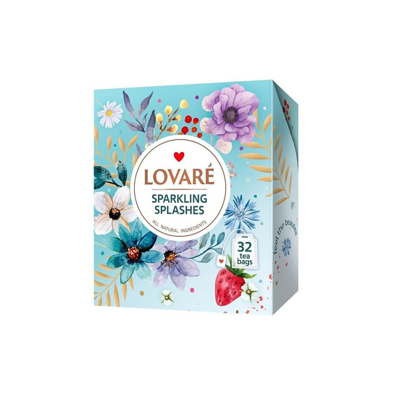 LOVARÉ Sparkling splashes černý a zelený čaj 32 sáčků