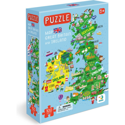 DODO Puzzle Mapa Velké Británie a Severního Irska 100 dílků