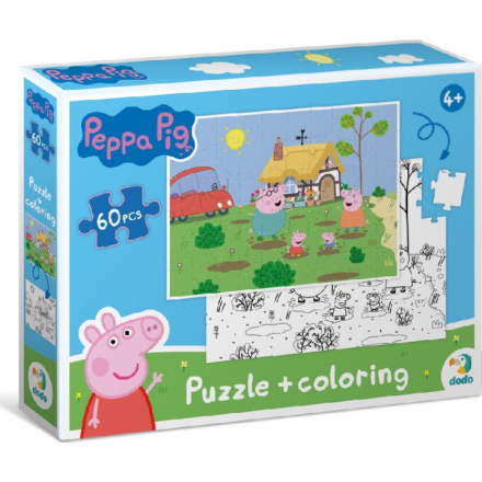 DODO Oboustranné puzzle Prasátko Peppa: Na chalupě 60 dílků