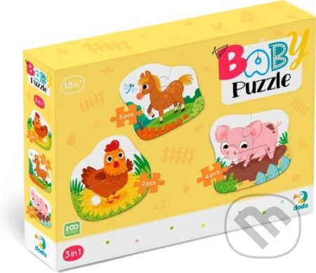 DODO Baby puzzle Zvířátka z farmy 3v1 (2,3,4 dílků)