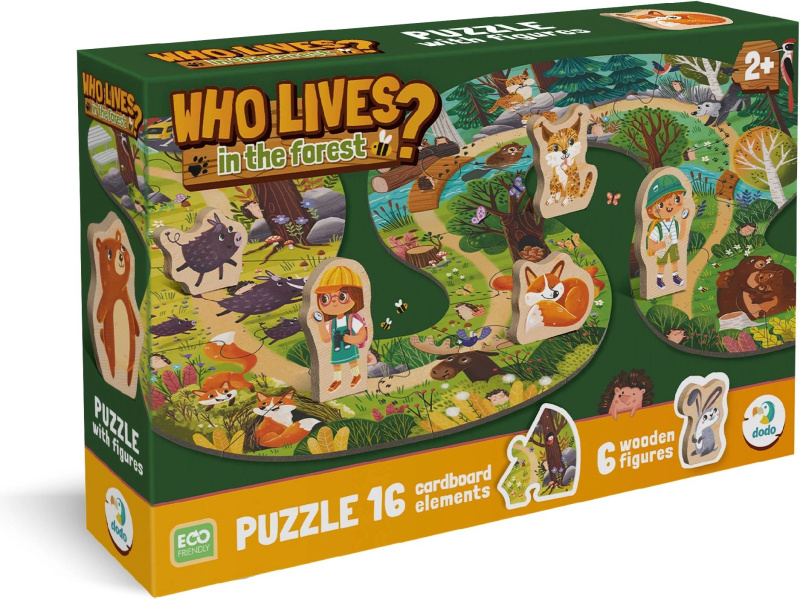 Dřevěné Puzzle Kdo žije v lese? 16 dílků