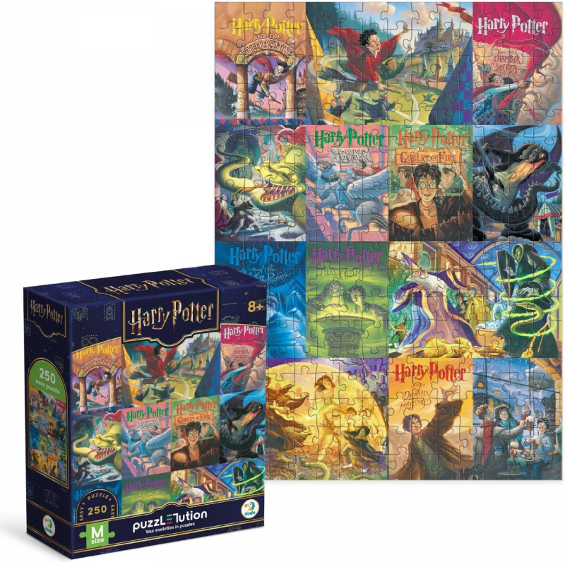 Harry Potter puzzle – koláž přebalů knih (250 dílků)