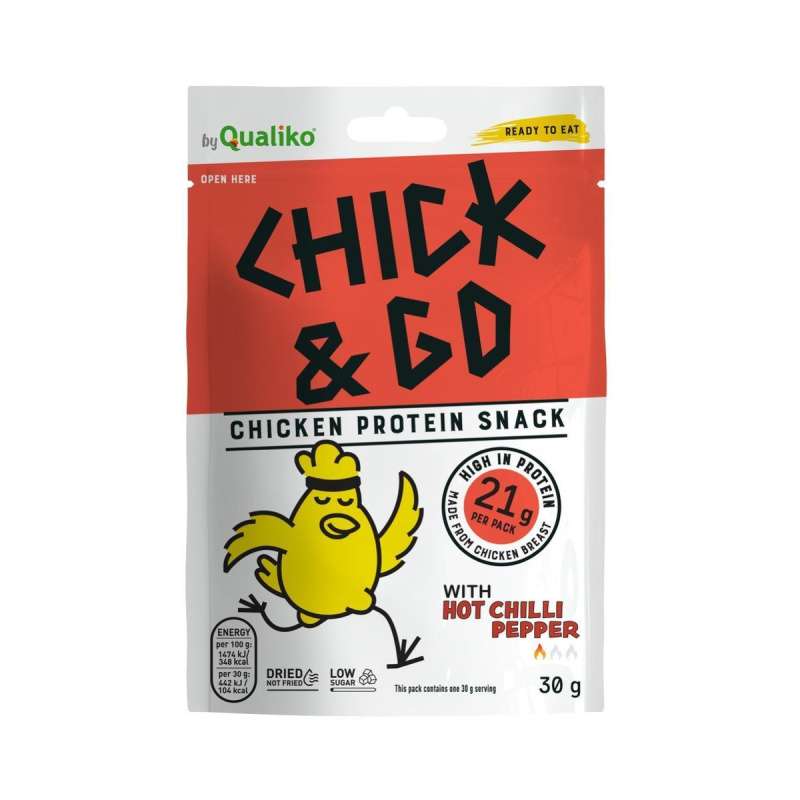 Chick&Go Sušené plátky z kuřecího masa s chilli
