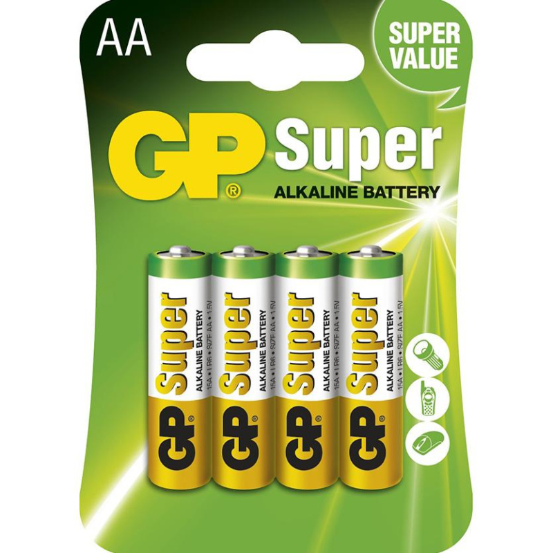 GP Batteries Super alkalická baterie GP 1,5V AA 4ks 1013214000