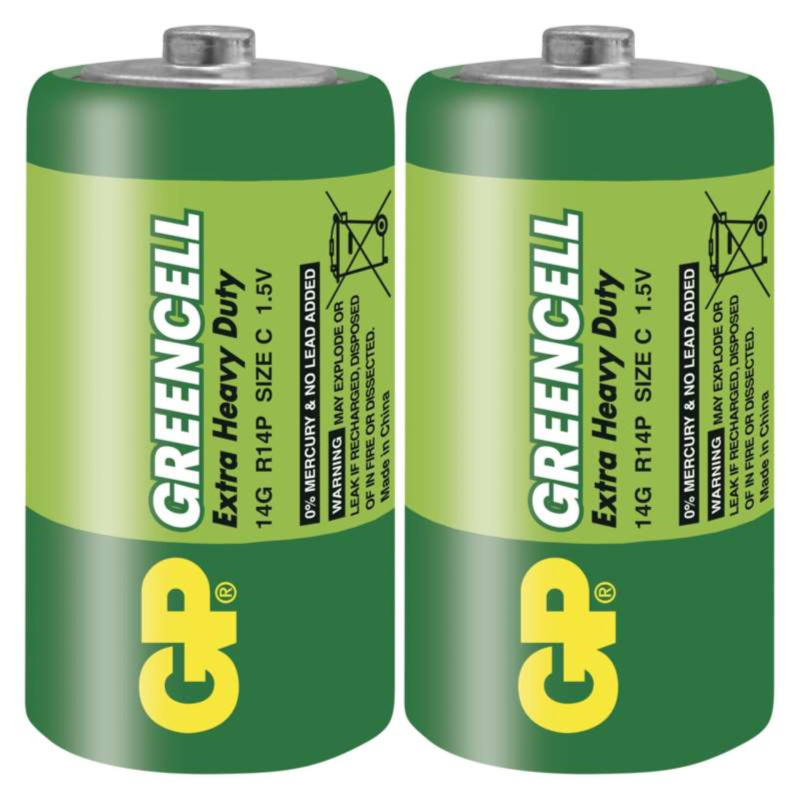 Baterie GP Greencell 1,5 V, R14, typ C, 2 ks