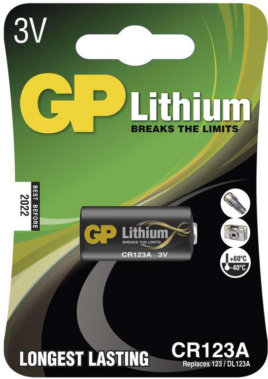 Baterie GP CR123A, 3 V /1400 mAh, 1 ks