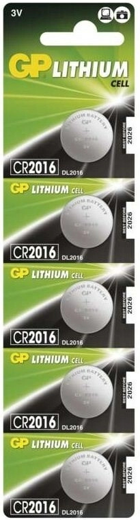Baterie GP CR2016, 3 V /80 mAh, 5 ks