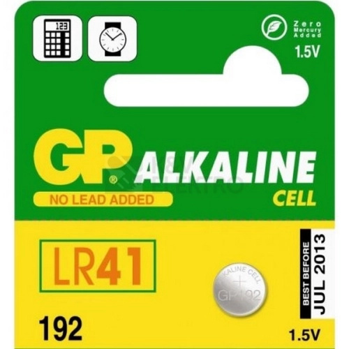 Alkalické knoflíkové baterie GP - 192F, LR41, 5 ks