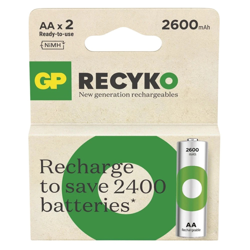 Nabíjecí baterie GP ReCyko 2600 - AA, HR6, 2 600 mAh, 2 ks