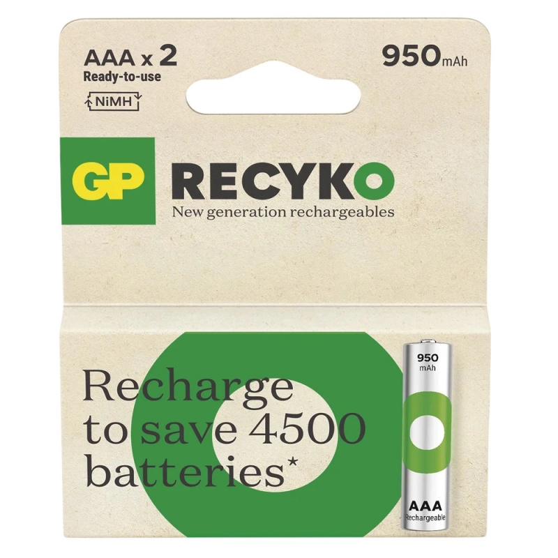 Nabíjecí baterie GP ReCyko 950 - AAA, HR03, 950 mAh, 2 ks
