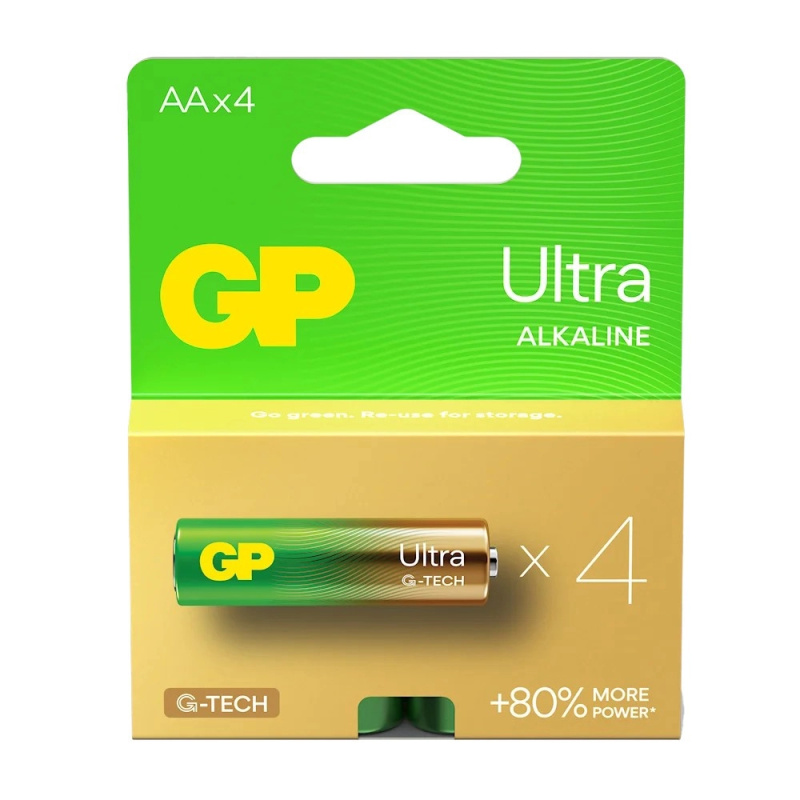 Alkalické baterie GP Ultra - AA, LR6, 1,5V, 4 ks
