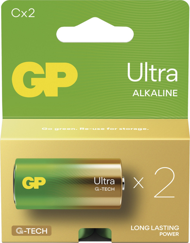 Alkalické baterie GP Ultra - C, LR14, 1,5V, 2 ks