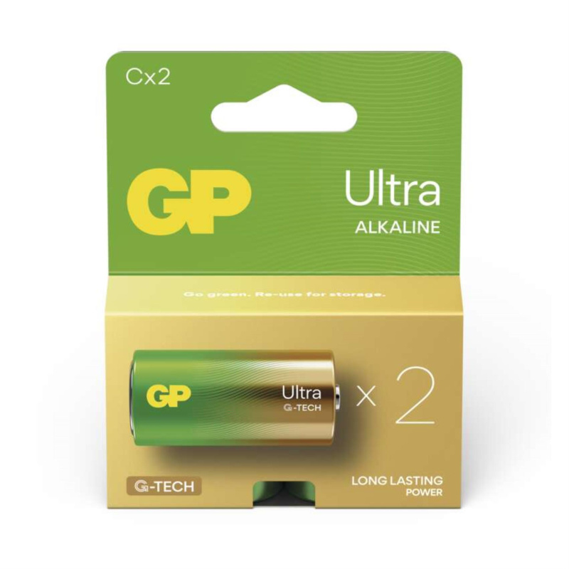 Alkalické baterie GP Ultra - C, LR14, 1,5V, 2 ks