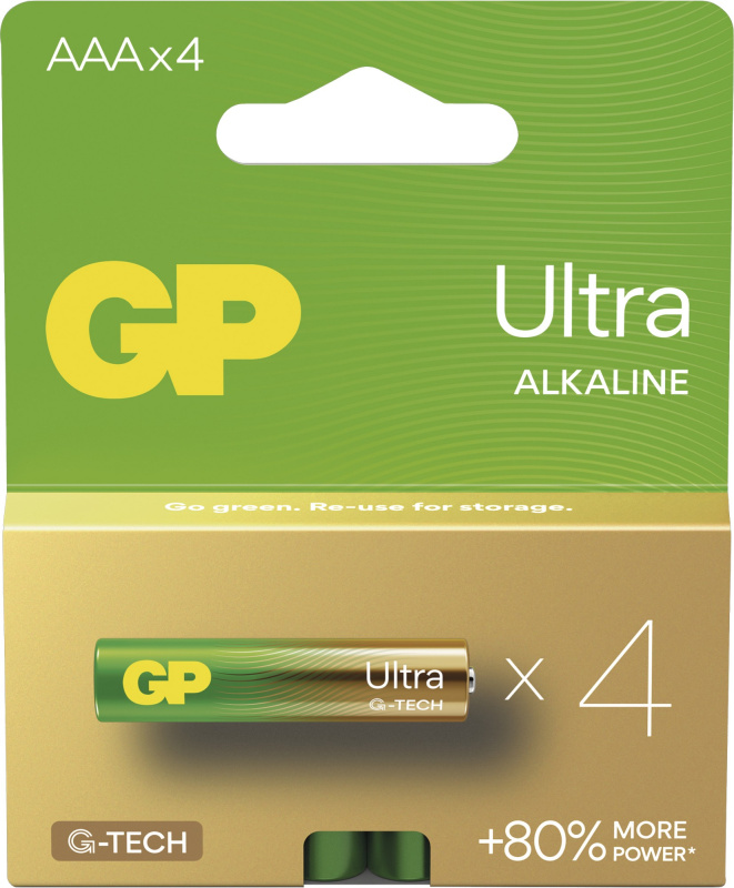 Alkalické baterie GP Ultra - AAA, LR03, 1,5V, 4 ks