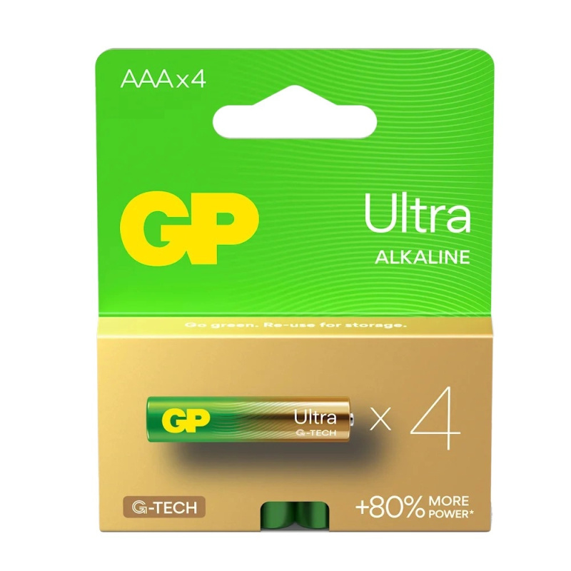 Alkalické baterie GP Ultra - AAA, LR03, 1,5V, 4 ks