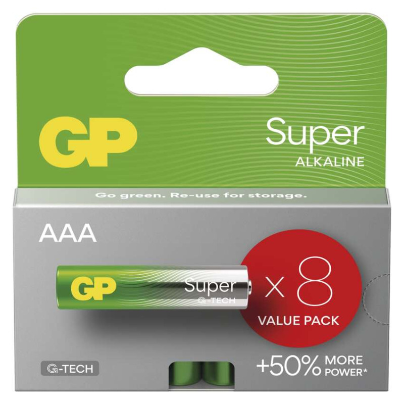 Baterie alkalická GP SUPER AAA (LR03) 8pcs value pack