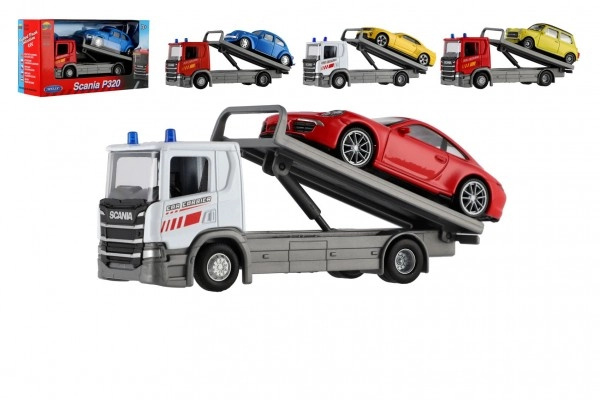Welly Auto odtahovka Scania P320 + auto kov/plast 15cm mix druhů v krabičce 185x10x6cm