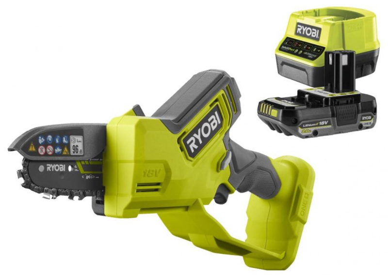 Aku prořezávací pila Ryobi RY18PSX10A-120 / 2 Ah / 6 m/s / délka lišty 10 cm / zelená/černá Varianta: ivi1