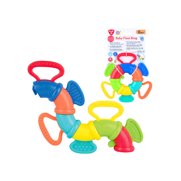 Chrastítko/Kousátko/Flexi kroužek plast/silikon 15cm na kartě 6m+