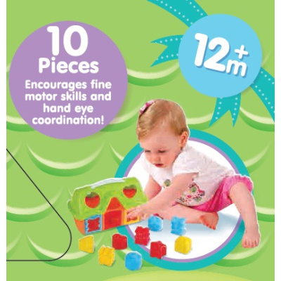 Vkládačka stodola s tvary 10ks plast 25x17x11cm 12m+